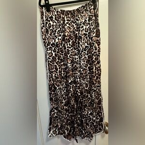 aerie Leopard Print Wide Leg Trousers in Brown and Black